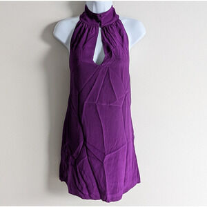 Lavender Brown Dress Womens Small Silk Purple Quiet Luxury Timeless Halter Shift